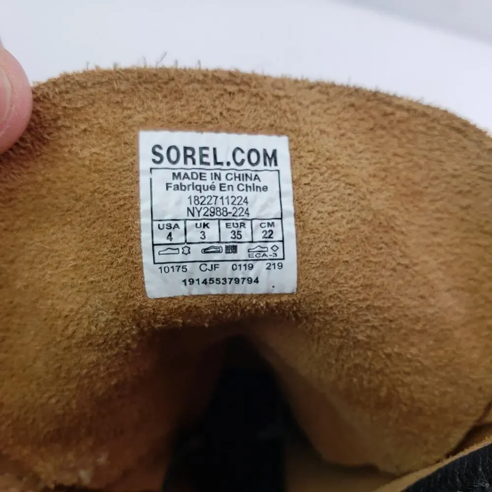 Sorel Joan Of Artic 2 Girls Size 4Y Brown Suede Hidden Wedge Bootie Boots NY2988